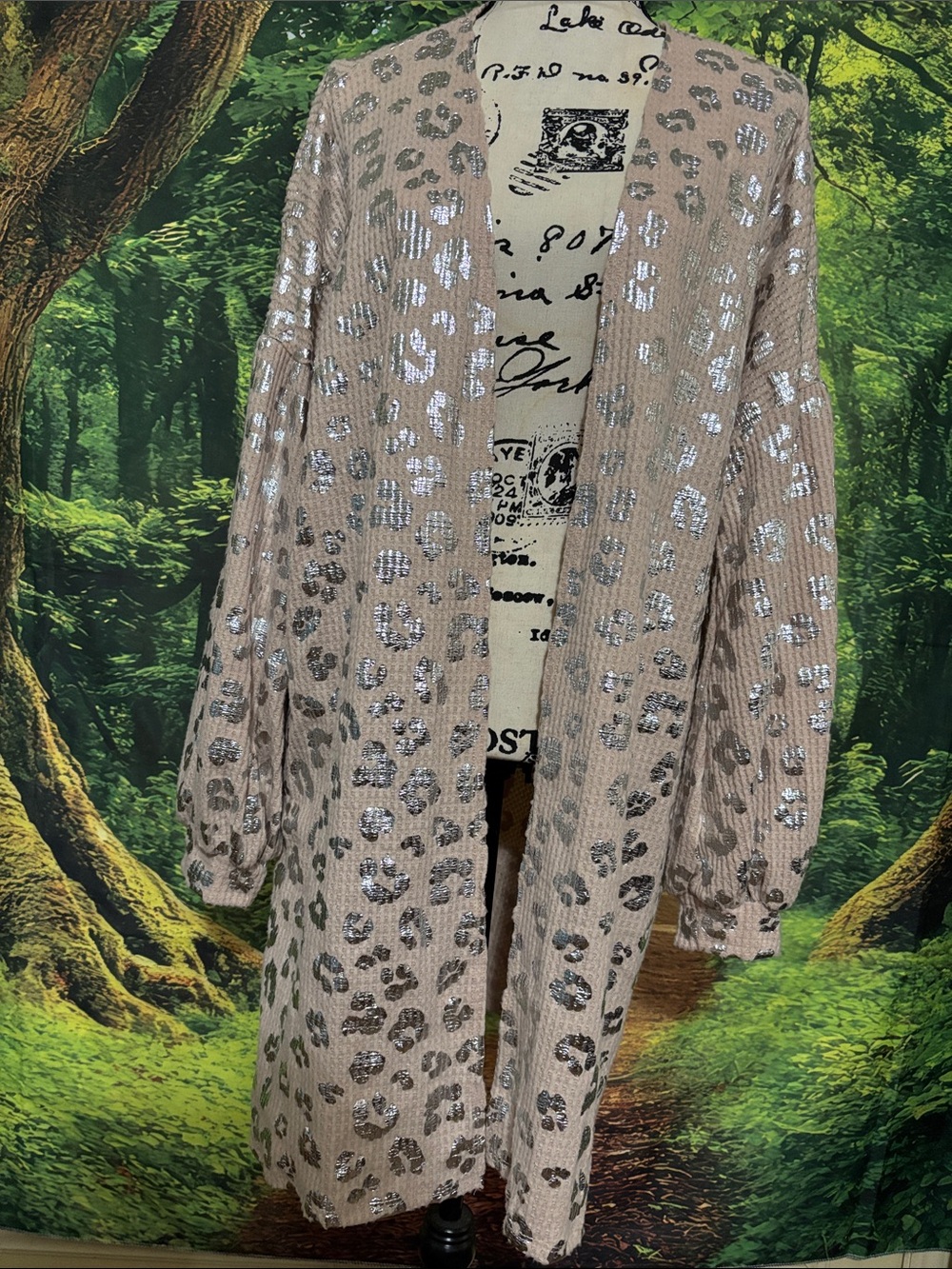 Leopard Long Cardigan - Blush Taupe